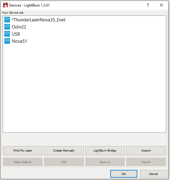 MAC Connecting A Thunder Laser To LightBurn Via